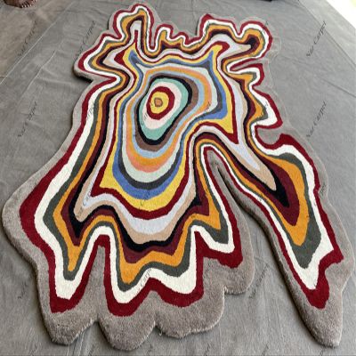 Naz Carpet New Irregular Shaped Illusion Pattern Rug Collection Hand-Tufted | 100% Imported Pure Blended Wool Area Rugs (9x12 Feet) Multiple Colors
