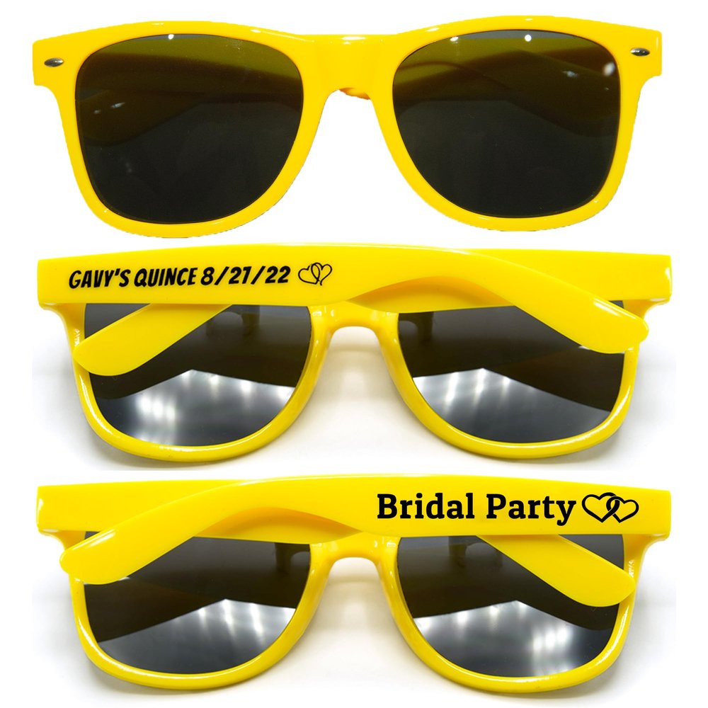 180PC Custom Sunglasses Personalized Bulk Party Favors Wedding Guests Logo Music Show Birthday Bachelorette Bridesmaid Gifts Garden 2024 Prom Customizable Glasses (Yellow)