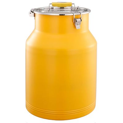 UPWONEA Sealed Milk Transport Tank, Stainless Steel Oil Barrel Soup Barrel, Portable Tea Can, Liquid Solid Storage Container, Fermentation Tank, Heavy Duty Suitable for Family Farms,Yellow 26l
