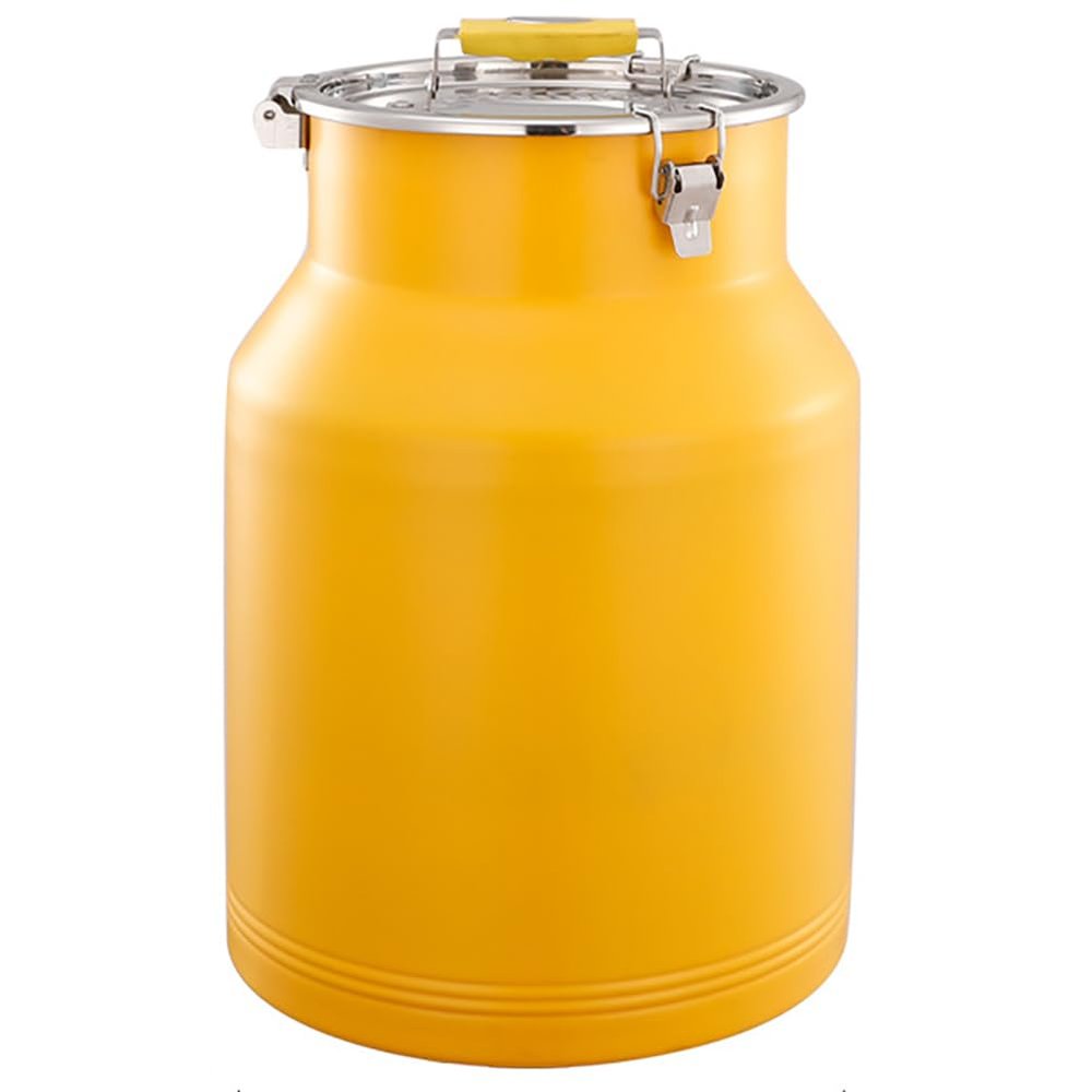 UPWONEA Sealed Milk Transport Tank, Stainless Steel Oil Barrel Soup Barrel, Portable Tea Can, Liquid Solid Storage Container, Fermentation Tank, Heavy Duty Suitable for Family Farms,Yellow 26l