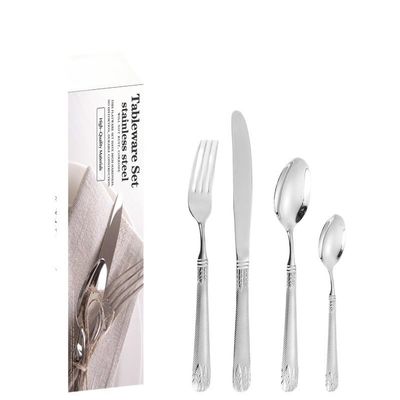 HIDEERPPY Silverware Set, 20-piece Stainless Steel Set Of Four-piece Simple Box Cutlery, Fork And Spoon Set, Home Flatware Set (Color : Silver, Size : 20Pcs)