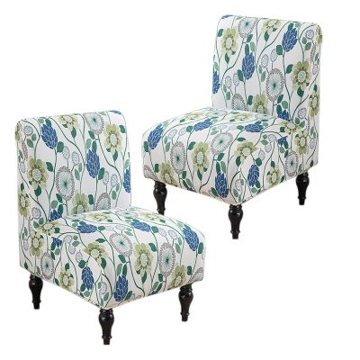 CACXKEP Armless Accent Slipper Chair Cover Slipcover Stretch Spandex Printed Removable Non-Slip Cover for Accent Chair Without Arms Printed Accent Chair Cover,D,2