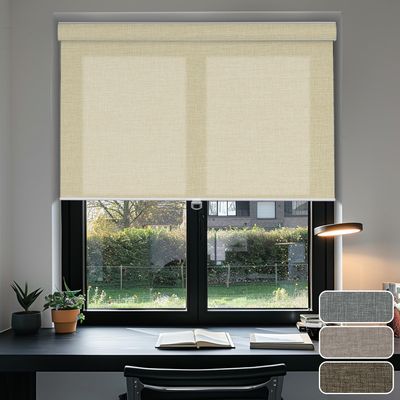PQRSHADE Light Filter Window Shades Pull Down for Indoor, Custom Door Blinds Window up and Down Roller Blinds with Thermal Insulated for Home Bedroom Office Easy to Install(25" W x 48" H) Beige