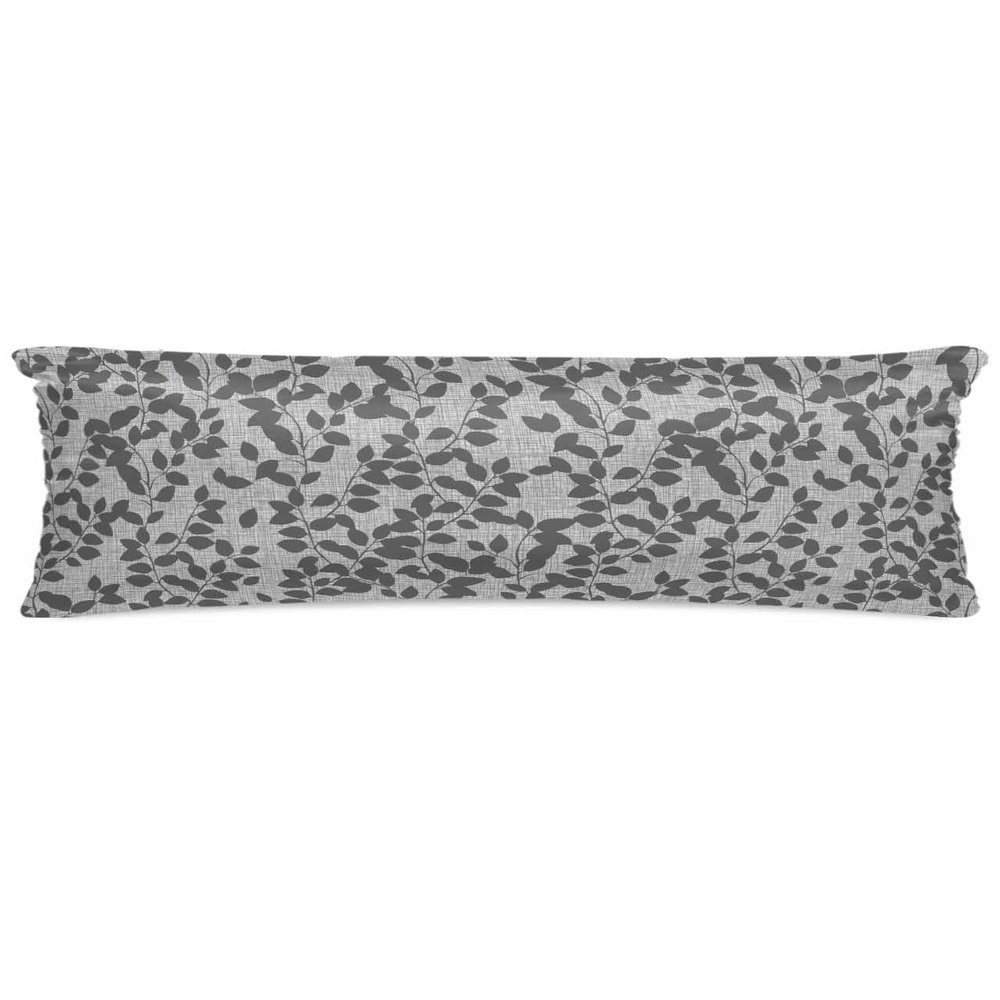 T&H XHome Satin Pillowcase for Hair and Skin, Body Pillow Cases Farmhouse Botanical Gray Leaves Pattern Super Soft Bed Pillow Pillowcases Wrinkle Resistant with Hidden Zipper 20"x54"