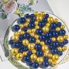 150Pcs Navy Blue&Gold Polished No Hole Faux Pearl Beads for Vase Filling Decorations, Plastic Pearls Vase Fillers, Table Scatters, Wedding Centerpiece, Home Decor, 8/14/20 mm view 4