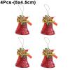 4/1Pcs Christmas Bell Pendants Glitter Golden Bow Xmas Tree Hanging Ornaments Kids Gift for Home Xmas New Year Party Decoration (Size : Red-A(4Pcs)) view 2