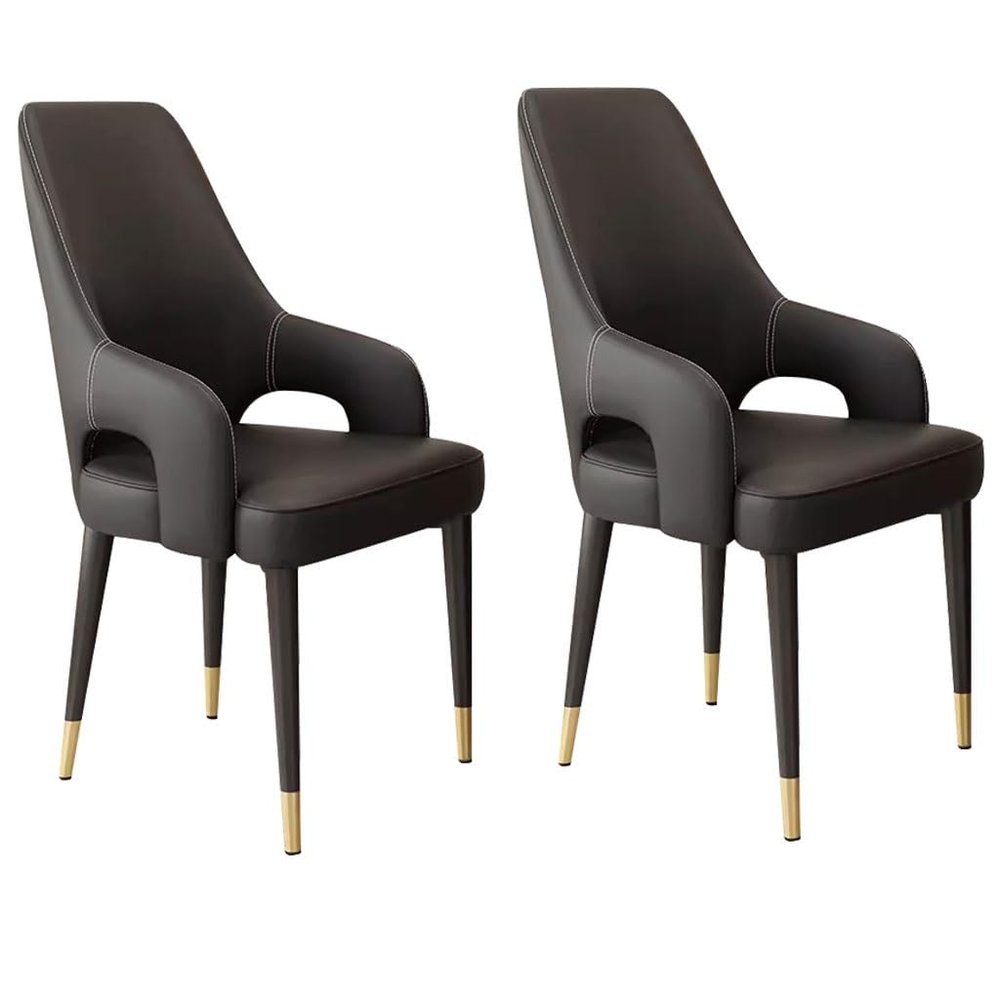 AYARNA Cat Claw Leather Dining Chairs Set of 2 Kitchen Living Room Lounge Counter Chairs Household Desk Chair Sturdy Metal Legs(Black)