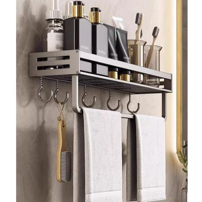 ANNBKA Shower Shelf Racks Bathroom Storage Rack, No Drilling Bathroom Organizers, Wall Mounted Wall Storage Rack Shower Caddy (Size : 50CM with Rod)