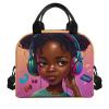 ZOUTAIRONG American Afro Girls Lunch Bag Black Lunch Tote Bag Organizefor Boys Girls Insulated Lunch Box Grease Proofing Water Proof Meal Tote Light Weight for Gifts Kids 5-7/8-9 Years Old view 2