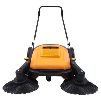 AOOCHU Outdoor Hand Push Sweeper, 41'' Walk-Behind Sweeper Street Pavement Sweeping Broom Floor Road Brush Cleaner with Adjustable Handle for Hotels, Roads, Driveways, 55L
