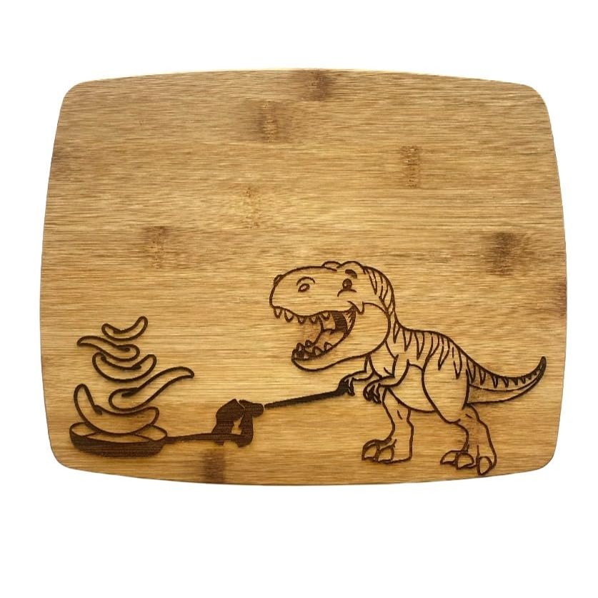 11"x14" Dinosaur Cooking Pancakes Bamboo Cutting Board
