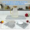 2PCS Quick Dry Stone Drying Mat for Kitchen Counter Stone Dish Drying Mats Water-Absorbent Diatomaceous for Cups Dishes Bottles Multiple Usage L16" x W12" Light Gray-Marble view 4
