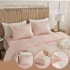 BISELINA French Linen Duvet Cover Set 2pcs with Hidden Zipper Closure Natural Flax Cotton Blend Solid Color Soft Breathable Luxury Farmhouse Bedding - Twin Size, Pale Pink view 4