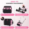 JKAOO Large Rolling Cleaning Caddy Bag with Detachable Trolley, Pink view 4