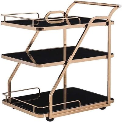 HAOKAZLBR Bar Serving Cart for Hotel Luxury Restaurant, Mini Bar Trolley Bar Cart Camping Trolley Drinks Cart Made of Metal and Tempered Glass Cream Sideboard Tea Trolleys for Kitchen, Home, Office