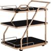 HAOKAZLBR Bar Serving Cart for Hotel Luxury Restaurant, Mini Bar Trolley Bar Cart Camping Trolley Drinks Cart Made of Metal and Tempered Glass Cream Sideboard Tea Trolleys for Kitchen, Home, Office view 1