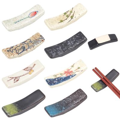 beinkmake 8Pcs Japanese Style Chopstick Rest Ceramic Chopstick Holder for Dinner Spoons Forks Paint Brushes Table Decoration