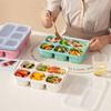 Lezuoey 4 Pack Adult Lunch Box Snack Box for Kids, 5 Compartment Meal Prep Containers Reusable Portion Control Containers Wheat Straw Lunch Box Food Storage Containers for School, Work, Travel view 2