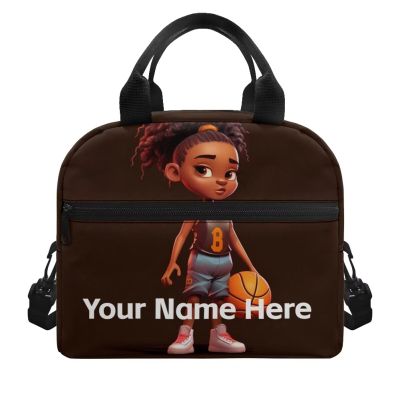 ZOUTAIRONG Custom Name American Boys Basketball Lunch Box for Kids Thermal Insulation Lunch Bag Reusable Lunch Box Container with Shoulder Strap Sturdy Handle for Age 6 7 8 9 10 11 12 Year Old School