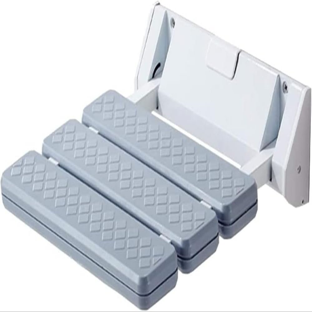 Wall Mounted Folding Shower Seat,Folding Shower Stool Bathroom Shower Bench Seat for Elderly -Grey