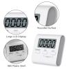 Toguma Square Timer Small Digital Kitchen Timers Magnetic Countdown Timer for Cooking Digital Stopwatch with Loud Alarm for Baking Exercise (White) view 3