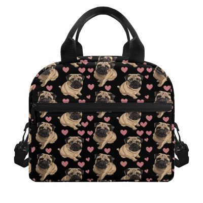 ZOUTAIRONG Insulated Lunch Bag for Kids Ferocious Cute Pug Print Boy Girl Polyester Lunchbox Tote Food Container Cooler Boxes for School Picnic Travel for 1St 3Rd 2Nd 4Th 5Th Grade