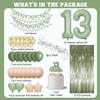 Sage Green 13th Birthday Decorations Kit - Official Teenager Banner, Cake Topper, Green Balloons, Party Supplies for 13 Years Old view 2