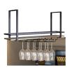 Ceiling Wine Glass Rack,black Wine Glass Drying Rack,Hanging Metal Wine Holder Cabinet,Bar Floating Shelf Suitable for Restaurant and Home Bar Cafe (Size : 80cm) view 1