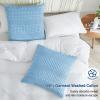 PHF Waffle Weave Euro Pillow Shams, 2 Pack 100% Cotton Pillow Covers 26x26 Inches for Decor, No Insert, Luxury Aesthetic Euro Pillow Cases for Bedroom Decor, Sky Blue view 3