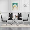 Henf 51.2'' Glass Dining Table for 4-6 People, Rectangle Kitchen Table with Silver Metal Legs, Tempered Glass Top Dining Room Table for 4, Dining Table for Dining Room Home Kitchen view 3