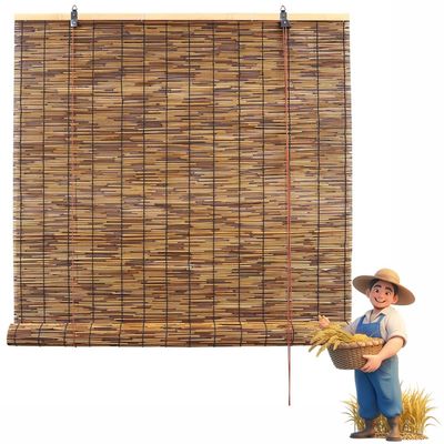 46 48 50 56 60 66 72 Inch Wide Cordless Bamboo Shades for Outdoor Windows Home Natural Bamboo Roller Curtain Patio Bamboo Roll Up Drape Interior Bamboo Privacy Waterproof Blinds Easy Installation (Ca
