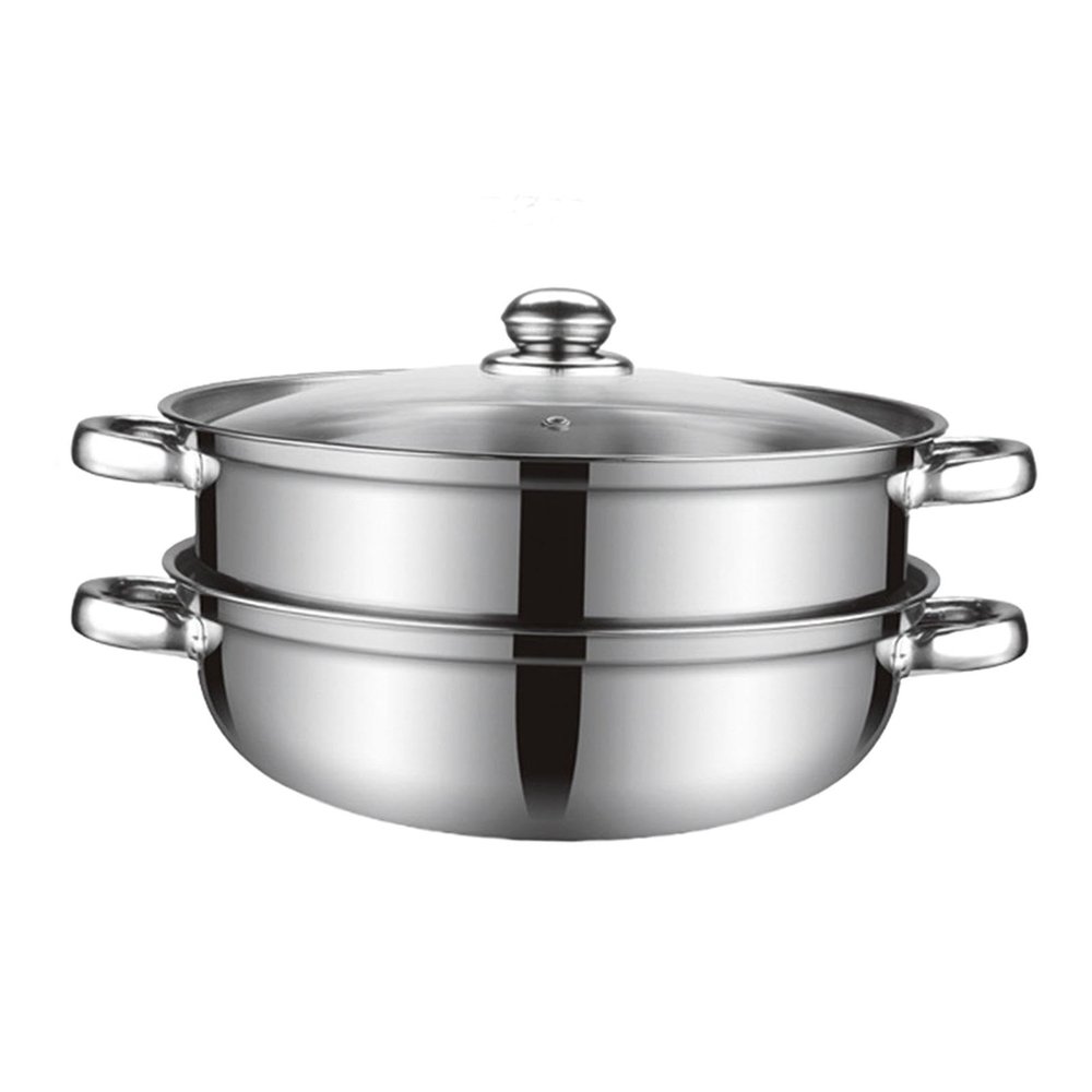 ADSFASF Steamer Pot Steamer Cookware Stainless Steel Stocked Double Layers Kitcken Cooking Tool Steamer for Cooking for Dumpling Egg/425, Argent
