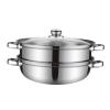 ADSFASF Steamer Pot Steamer Cookware Stainless Steel Stocked Double Layers Kitcken Cooking Tool Steamer for Cooking for Dumpling Egg/425, Argent view 1