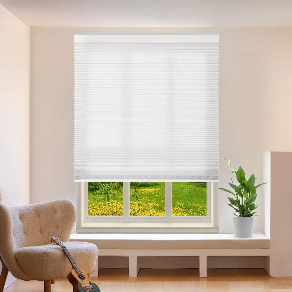 Refinest Customize Blackout Cellular Shades Cordless,Privacy Honeycomb Shade Pleated Blinds Coverings for Bedroom,Living Room,Office, Indoor Windows,Size 29'' W x 48'' H,Light Brown