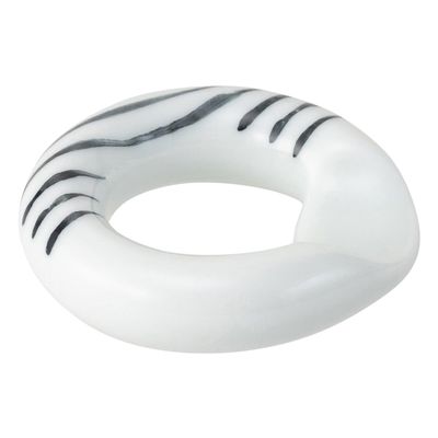 (Saikaitoki) Saikai Pottery Hasamiyaki Ring Rest, Gray with Orbit Stripes, Microwave Safe, Dishwasher Safe