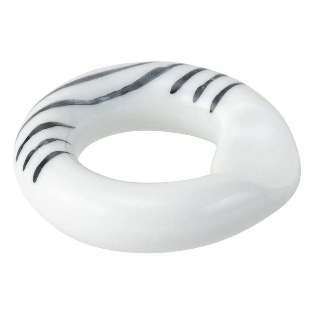 (Saikaitoki) Saikai Pottery Hasamiyaki Ring Rest, Gray with Orbit Stripes, Microwave Safe, Dishwasher Safe