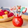 10 Pcs Christmas Fruit Fork with Ceramic Jar Holder Mini Stainless Steel Salad Fork Cartoon Santa Claus Xmas Tree Fruit Picks Cake Dessert Food Picks (2) view 2