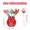 10 Pcs Christmas Fruit Fork with Ceramic Jar Holder Mini Stainless Steel Salad Fork Cartoon Santa Claus Xmas Tree Fruit Picks Cake Dessert Food Picks (2) view 4