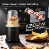 iCucina Smoothie Blender, 1000W Personal Blender for Shakes and Smoothies with 2 x 37oz Protable Cups and Lids, Single Serve Blenders for Ice Crushing, Bean Grinding, Frozen Fruit Drinks, Black view 3