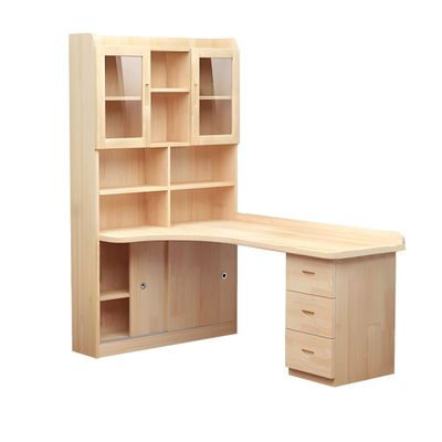 CraftThink Writing Desk, L-Shape Computer Desk Writing Desk with Locking Drawer and Shelf Cabinets Storage Sturdy Work Desk for Home Bedroom Use, 47" L x 31.5" W x 77" H Left Hand Return, TypB