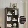 AMERLIFE Farmhouse Bookcase with Doors, 5 Shelf Bookshelf Storage Cabinet with Adjustable Shelves & Barn Door, Versatile Storage Pantry Cabinet for Bedroom, Living Room, Kitchen, Rustic Oak Black view 3
