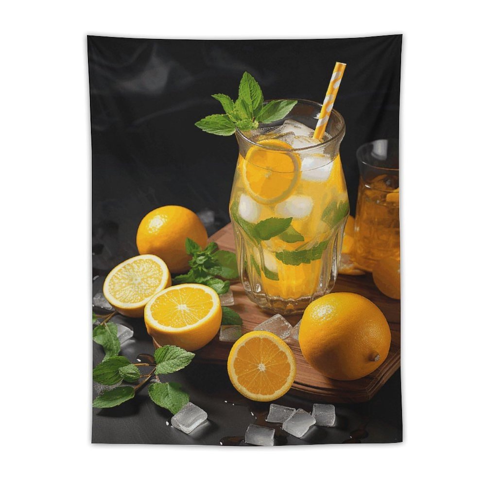 GFLFMXZW Tapestry Wall Tapestry Wall Hanging Aesthetic Tapestry Wall Art Decor Orange Lemonade with Mint Wall Hanging Tapestry for Bedroom Living Room Dorm 30"x40"
