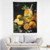 GFLFMXZW Tapestry Wall Tapestry Wall Hanging Aesthetic Tapestry Wall Art Decor Orange Lemonade with Mint Wall Hanging Tapestry for Bedroom Living Room Dorm 30"x40" view 3