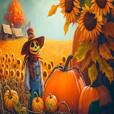 ZKOPAVS Vintage posters Canvas Painting - Fall Farm Scarecrow Art Painting Print Prints Unframed Wall posters Unique Painting Gift, Individual Design for Bedroom Decor Office Decor 12x12 inch