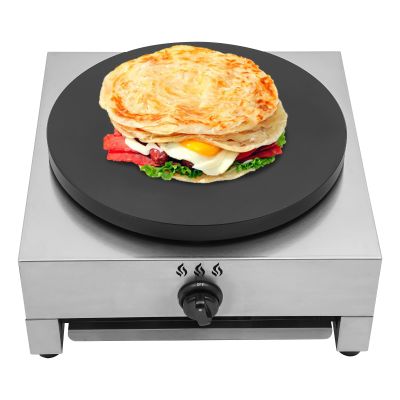 16'' Crepe Maker Machine Commercial 2800Pa LP Gas Pancake Machine Stainless Steel Lpg Gas Countertop Griddle Non-stick Crepe Maker with Low Pressure Valve
