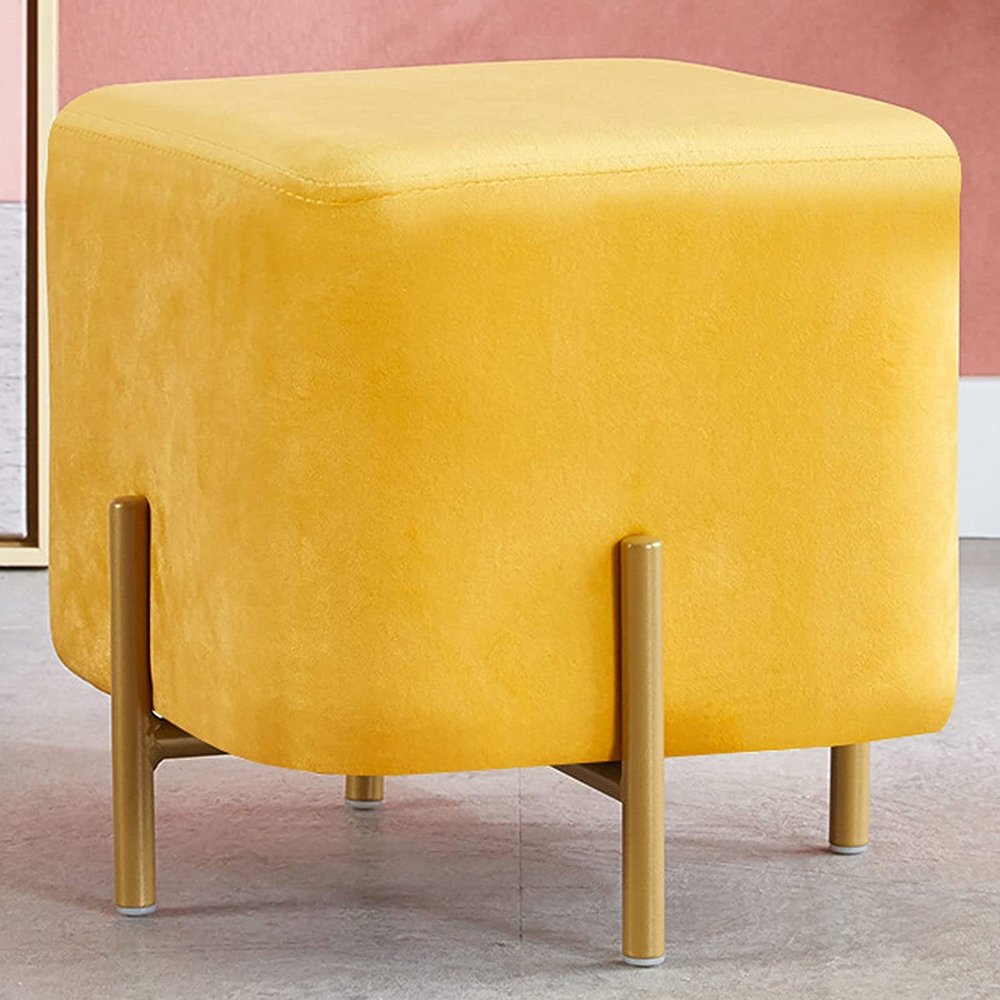 Light Luxury Stackable Round Ottoman for Living Room,Height Adjustable Low Footstool,Home Decor Upholstered Footrest,Bedroom-A-13 * 12.6inch