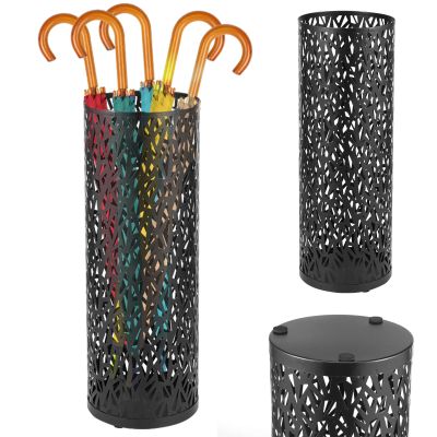Metal Umbrella Stand Rack, Umbrella Holder for Entryway, Freestanding Umbrella Rack Organizer, Round Umbrella Holder Bin, Cane Walking Stick Holder for Home Office Hotel, Summer Gift 5.9"16.5"(Black)