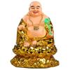 ERoomQ Statue Ornament Resin Golden Laughing Buddha with Ru Yi Figurines Sculptures Wealth Lucky Gift Decoration (Gold) view 1