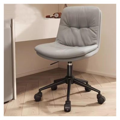 Office Chair with Wheels Swivel Desk Chairs Upholstered Faux Leather Computer Task Chair Height Adjustable Modern Armless Rolling Chair with Backrest (Color : Gray)