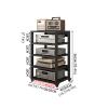 SOBS Heavy-Duty 5 Tier Movable Media Stand KTV Entertainment Stereo Storage Cabinet CD Player Stand Audio/Video Component Cabinet with Steel Shelf for Home/Office/Theater, Black(50x40x90cm) view 2